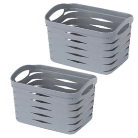 LIVIVO Small Plastic Storage Organiser with Durable Handles & Stackable. - Set of 3