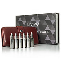 LIVIVO Stainless Steel Drinking Stones - Ice Stones for Drinks, Chilling Cubes for Liquor, Reusable Metal Rocks with Leather Pouch