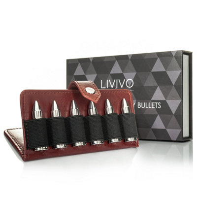 LIVIVO Stainless Steel Drinking Stones - Ice Stones for Drinks, Chilling Cubes for Liquor, Reusable Metal Rocks with Leather Pouch