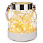 LIVIVO Stunning Vintage Glass Candle Lantern Light Jar with Weaving Jute Rope - Perfect Home & Garden Decoration - White