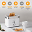 LIVIVO Stylish 2-Slice Toaster with a Crumb Tray, Extra-Wide Slots, Cool Touch, 7 Browning Settings, Cancel & Defrost - White