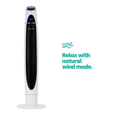 LIVIVO Tower Fan with Oscillating Function - Remote Control, 3 Operating Modes, 3 Speed Settings, LED for Home & Office (White)