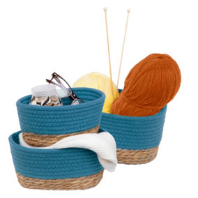 LIVIVO TULLA Seagrass Basket, Set of 3 - Blue