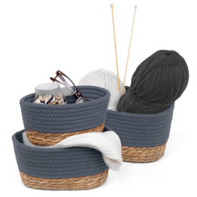 LIVIVO TULLA Seagrass Basket, Set of 3 - Grey
