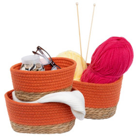 LIVIVO TULLA Seagrass Basket, Set of 3 - Orange