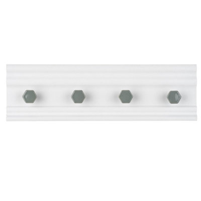 LIVIVO Wall Mounted Floating Coat Rack - Modern, Sleek, Space-Saving Clothes Hanger with 4 Hooks - White & Grey Price Comparisons | Compare The Build