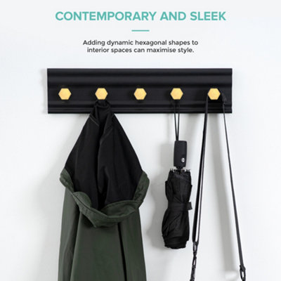 Free Shipping on Modern Wall Mounted Coat Rack in Black 5 Hooks