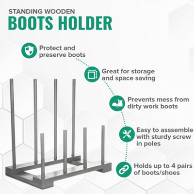 LIVIVO Wellington Boot Holder Rack - Indoor/Outdoor Storage Organiser (Grey)