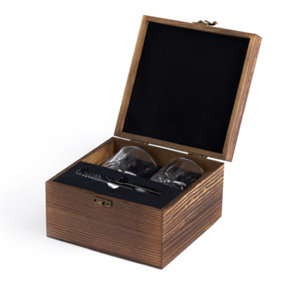 LIVIVO Whisky Stones and Glass Set in a Stylish Wooden Box