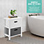 LIVIVO Wooden Storage Cabinet Unit with 2 Drawers - Bedside Shelf Organiser for Living Room, Bathroom & Bedroom - White/Grey