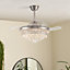 Livngandhome 3 Blade Crystal Dimmable LED Ceiling Fan Light with Remote Control 42 Inch