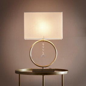 Lizzy Antique Brass Table Lamp with Cream Shade