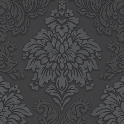 Lizzy London Baroque Damask Wallpaper Charcoal AS Creation 36898-4