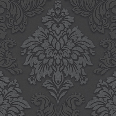 Lizzy London Baroque Damask Wallpaper Charcoal AS Creation 36898-4