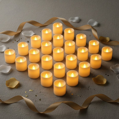 NUPTIO Amber Votive Candle Holders: 12 Pcs Ribbed Glass Tea Light