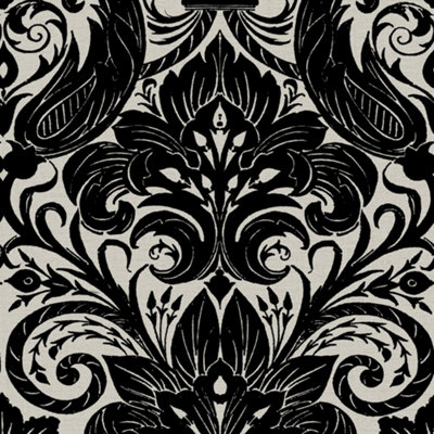 Llewelyn-Bowen Off The Wall Flock Black Damask LB25166 Wallpaper
