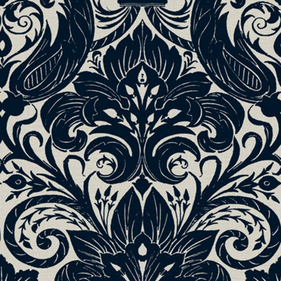 Llewelyn-Bowen Off The Wall Flock Blue Damask LB25167 Wallpaper