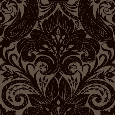 Llewelyn-Bowen Off The Wall Flock Bronze Brown Damask LB25168 Wallpaper