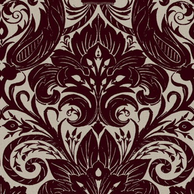 Llewelyn-Bowen Off The Wall Flock Red Damask LB25170 Wallpaper