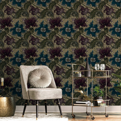 Llewelyn-Bowen Off The Wall Red Floral LB25142 Wallpaper