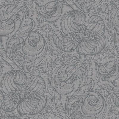 Llewelyn-Bowen Off The Wall Silver Grey Floral LB25114 A4 Wallpaper Sample