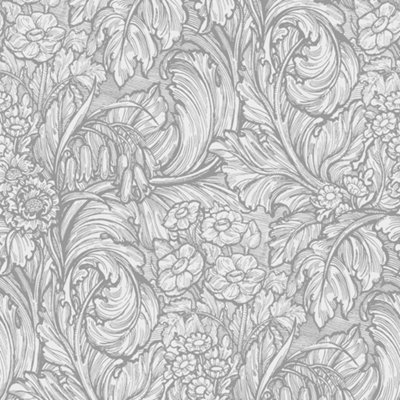 Llewelyn-Bowen Off The Wall Silver Grey Floral LB25137 Wallpaper