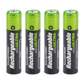 LLOYTRON NiMH Rechargeable AccuUltra Batteries, AAA Size, 1100mAh, 4 Pack