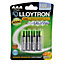LLOYTRON NiMH Rechargeable AccuUltra Batteries, AAA Size, 1100mAh, 4 Pack