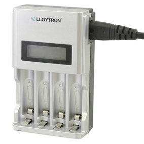LLOYTRON Ultra Fast Intelligent AA/AAA LCD Home Battery Charger for NiMh/NiCd Rechargeable Batteries, LCD Display