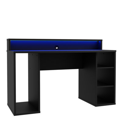 Loadout Black Gaming Desk with Colour Changing LED