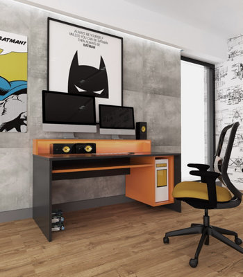 Loadout Black/Orange Gaming Desk with Colour Changing LED