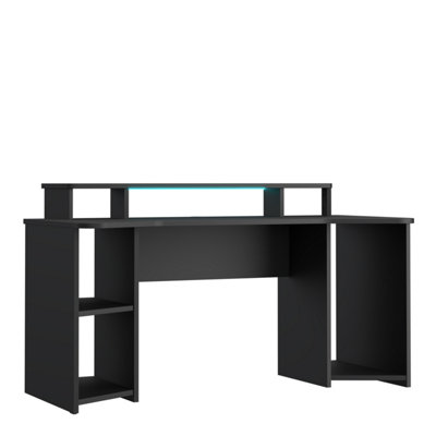 LOADOUT CURVED BLACK GAMING DESK WITH COLOUR CHANGING LED