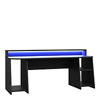 Loadout Wide Black Gaming Desk with Colour Changing LED