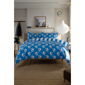 Lobster Creek Sedge Blue Printed Soft Cotton Piped Duvet Cover Set