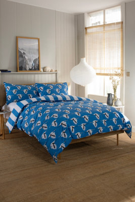 Lobster Creek Sedge Blue Printed Soft Cotton Piped Duvet Cover Set
