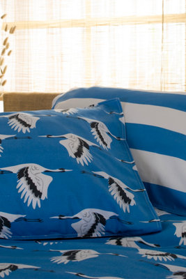 Lobster Creek Sedge Blue Printed Soft Cotton Piped Duvet Cover Set