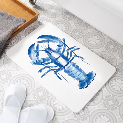 Lobster White Stone Non Slip Bath Mat