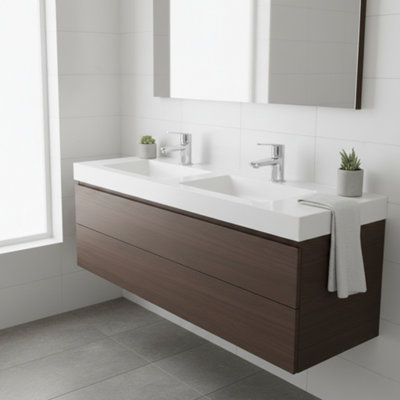 Loca Basin Tap Pair Chrome - Modern Lever Handle Hot and Cold Bathroom Basin Taps, Solid Brass Construction