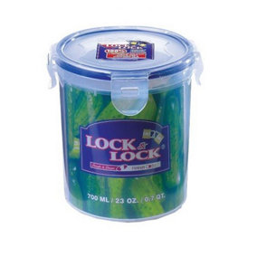 Lock & Lock Round Food Container Clear/Blue (700ml)