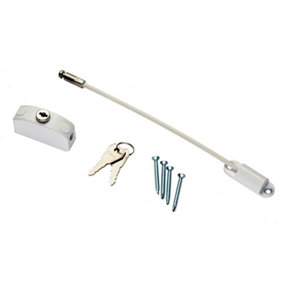 Lockable Cable Window & Door Restrictor Keys Included 215mm White PVC