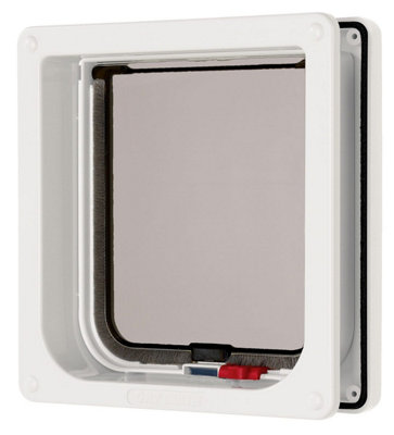 Lockable Cat Flap & Liner White 16.5x17.4cm