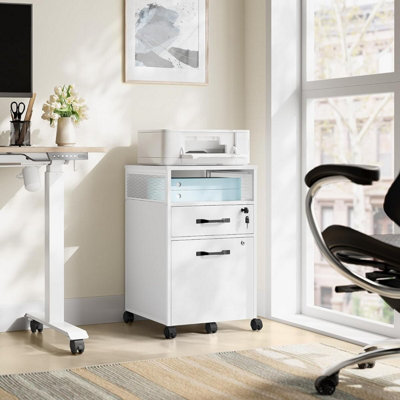 Lockable Filing Cabinet, Mobile Office Storage with Secure Drawers ...