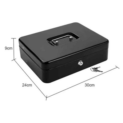 Lockable Money Box with Key and Coin Tray for Cash Storage