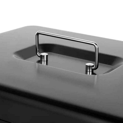 Lockable Money Box with Key and Coin Tray for Cash Storage