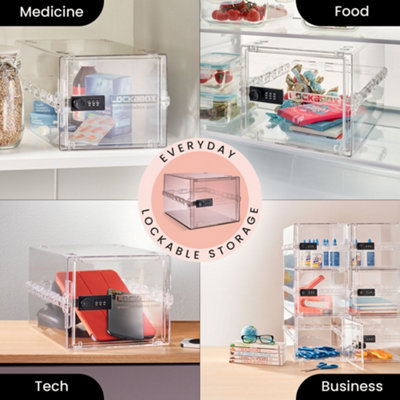 Lockabox One - Everyday Lockable Storage Box for Food, Medicines, Tech, and Home Safety (Crystal)