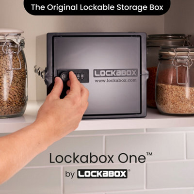 Lockabox One - Everyday Lockable Storage Box for Food, Medicines, Tech, and Home Safety (Jet)