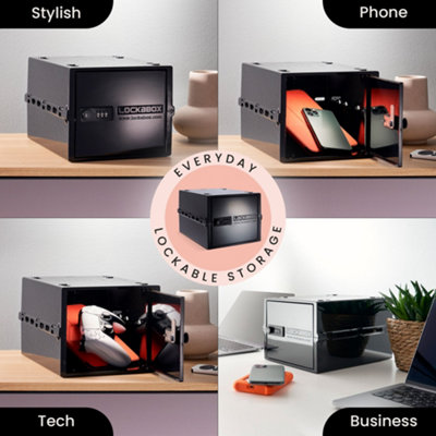 Lockabox One - Everyday Lockable Storage Box for Food, Medicines, Tech, and Home Safety (Jet)
