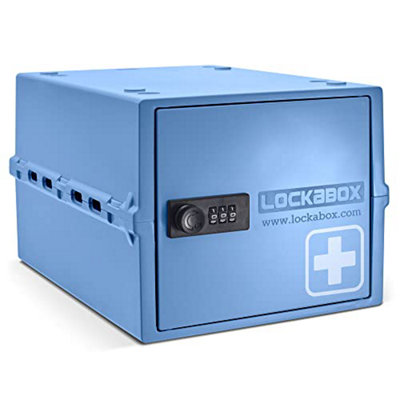 Lockabox One - Everyday Lockable Storage Box for Food, Medicines, Tech, and Home Safety (Medi Blue)