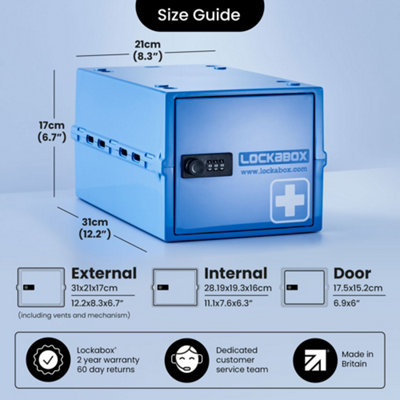 Lockabox One - Everyday Lockable Storage Box for Food, Medicines, Tech, and Home Safety (Medi Blue)