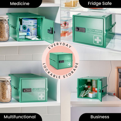 Lockabox One - Everyday Lockable Storage Box for Food, Medicines, Tech, and Home Safety (Medi Green)